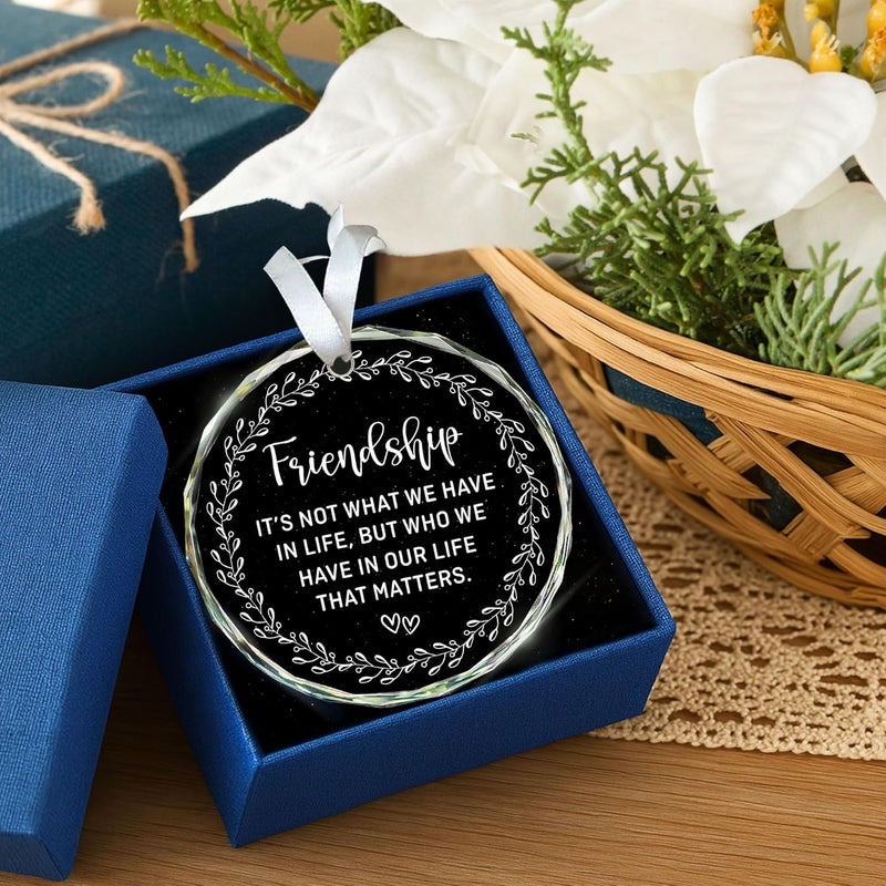 HEXMOZ Best Friend Ornaments for Women - Friends Gifts 2025 - Friendship Gifts for Friend Female, BFFs, Besties, Soul Sisters, Friends Group Christmas Tree Decoration - Friendship Glass Ornament - Image 4